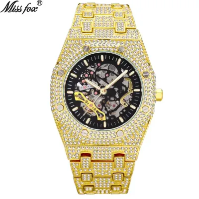 MISSFOX Men Diamond Automatic Mechanical Watch 